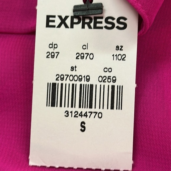 Express Portofino Sheer Fuschia Longsleeve Button Up Blouse Roll Tab NWT S - Picture 4 of 7